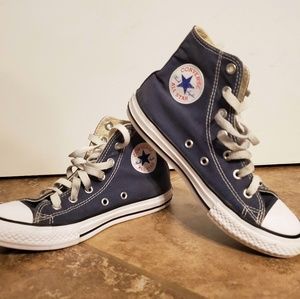 Cool Navy Blue High Top Converse Youth Sz 2